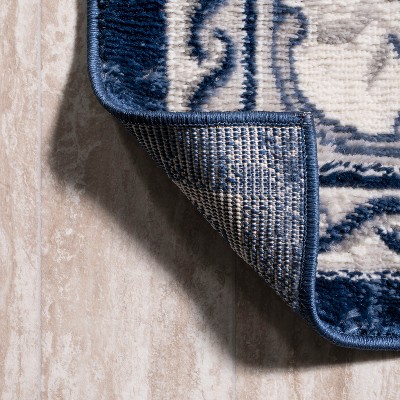 Rosalia Ivory and Navy Medallion 3x5 Area Rug