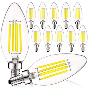 Luxrite Vintage Candelabra LED Bulb 60W Equivalent, 550 Lumens, 5000K Bright White, 5W, Dimmable, LED Candle Bulbs, E12 Base 12 Pack - 1 of 4