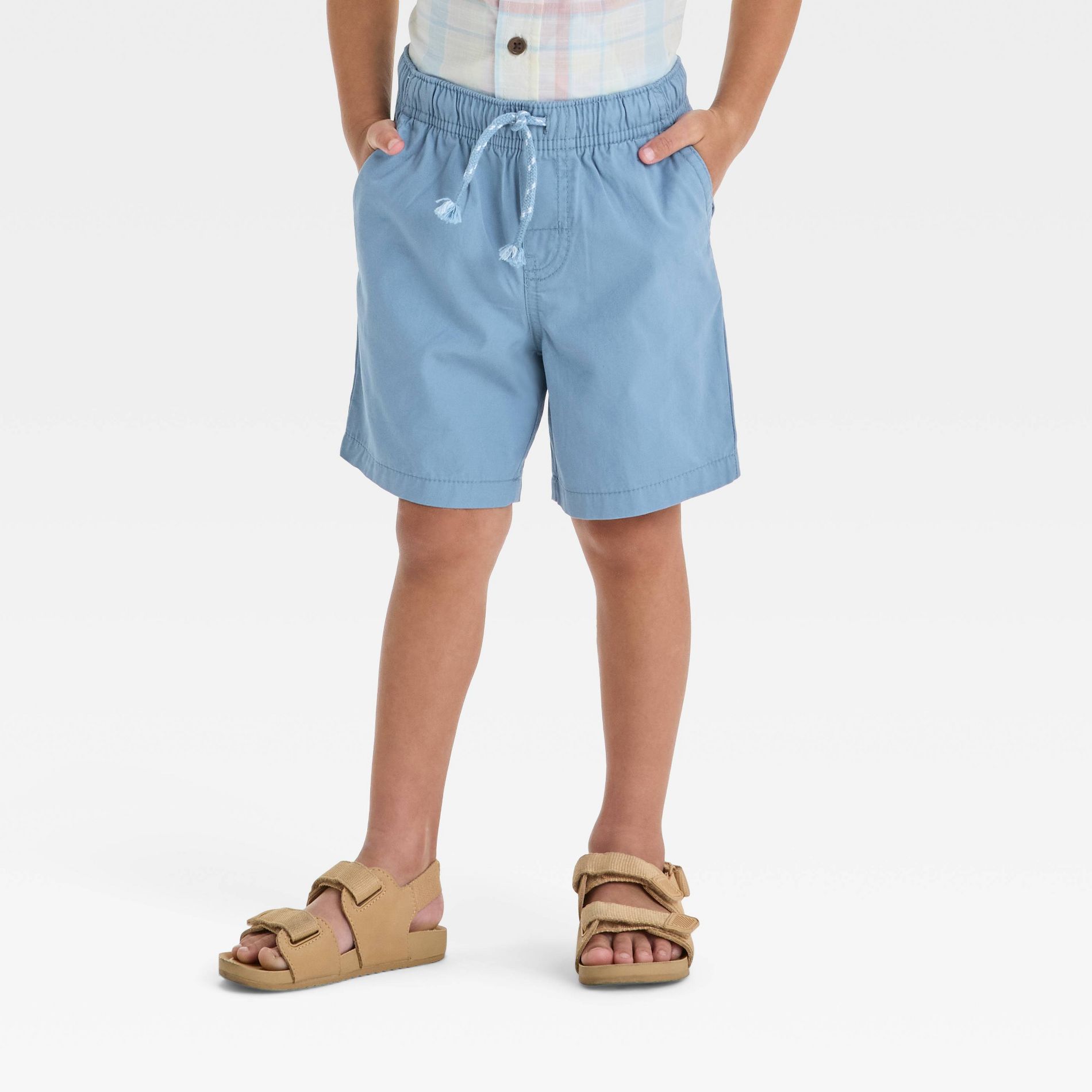 Toddler Boys' Pull-On Woven Shorts - Cat & Jack™ Blue 12M: 100% Cotton, Midweight Twill, Flexible Drawstring