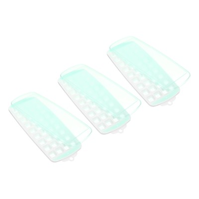 Unique Bargains Removable Stackable 36 Grid Ice Cube Trays with Lid 11" x 4.7" Green 3 Pcs