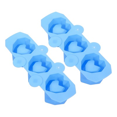 Unique Bargains Silicone Heart-Shaped Reusable Ice Cube Tray 2 Pcs