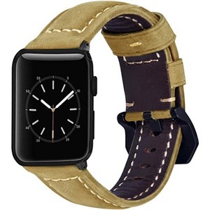 Worryfree Gadgets Leather  Apple Watch, Band for iWatch Series 8 7 6 5 4 3 2 1 Genuine Leather Replacement Band Bracelet Smart iWatch Accessories - 1 of 4