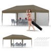 Folding Canopy Tent with Silver Coated 210D Oxford Fabric & 6 Side Curtains, 2.6m Height, Iron Frame - Outdoor Shelter - 2 of 4
