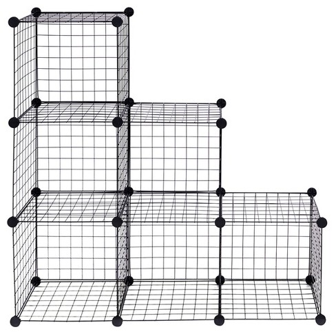 Costway 6 Cube Grid Wire Organizer, 6 Cube Grid Wire Storage Shelves White