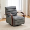 30.3"W PU Upholstered 360° Swivel Accent Chair with Solid Wood Armrests, Channel Tufted Lounge Reading Single Sofa Armchair for Bedroom - 4 of 4