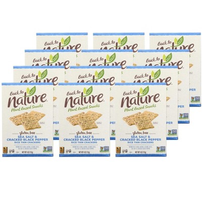 Back To Nature Sea Salt & Cracked Black Pepper Rice Thin Crackers - Case of 12/4 oz