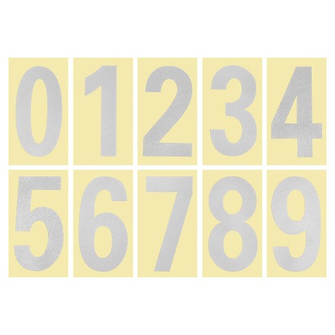 Unique Bargains 3.27 Inch Reflective Mailbox Numbers Sticker 3 Set 0 - 9  Waterproof Self-adhesive Address Number Silver : Target