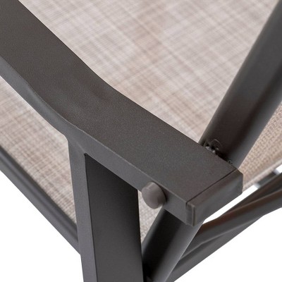 Beige Aluminum Outdoor Counter Height Bar Stools Set of 2