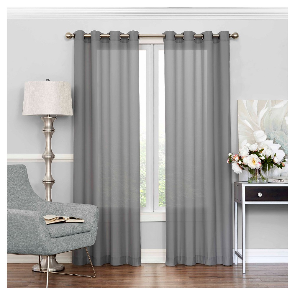 Photos - Curtains & Drapes Eclipse 63"x52" Liberty Window Sheer Curtain Gray  