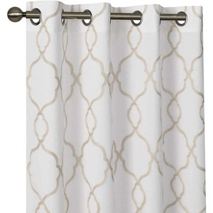 Kate Aurora 2 Pack Geo Trellis Double Layered Sheer Embroidered Grommet Curtains - 1 of 3