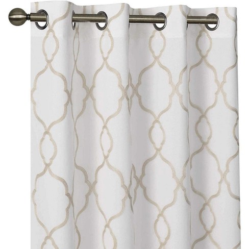 Kate Aurora 2 Pack Geo Trellis Double Layered Sheer Embroidered Grommet Curtains - image 1 of 3