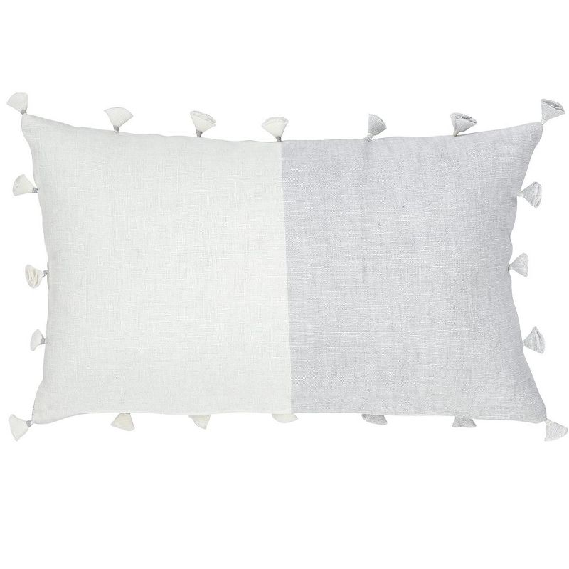 Light Grey Tassels Down Alternative So Soft Linen Pillow - Anaya, 1 of 5