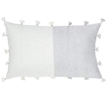 Light Grey Tassels Down Alternative So Soft Linen Pillow - Anaya