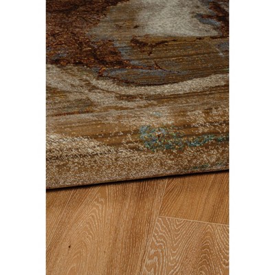 Illusions Cavern 5' x 8' Gold and Burgundy Synthetic Rug