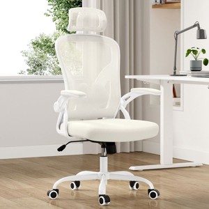 CAVINAS Task and Office Chairs with Flip-Up Arms,Computer Chair with Adjustable Headrest & Lumbar Support,Office Chairs for Office - 1 of 4