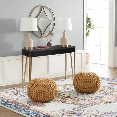Modern Black Wood and Gold Metal 45'' Console Table with Storage