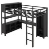NicBex Full Size Bunk Bed with Desk Metal Frame Bed Frame with Storage Cabinet, Wardrobe, Bedside Table, Guardrails and Ladder - 3 of 4