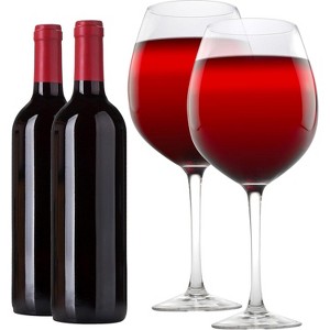 Oversized XL Giant Wine Glass Set of 2- Holds a Full Bottle of Wine - Extra Large Glassware Fun for Parties & Birthdays- Wedding Gift Idea - 1 of 4