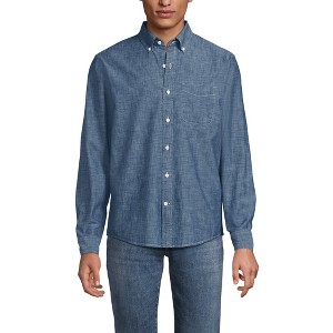Lands' End Men's Long Sleeve Chambray Shirt - 1 of 3