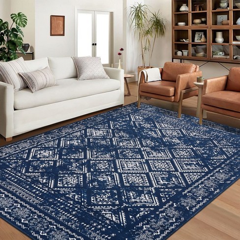 Large Navy Blue Rug / Area Rug / Carpet Rug / Room Rug 2024 / Living Room Rug / Hallway Rug / Bedroom Rug / Bedside Rug / Boho Rug / Bathroom Rug