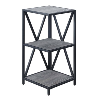Breighton Home 28" Tucson Metal 3 Tier Corner Bookcase Weathered Gray/Black: Modern Style, Compact Storage Solution