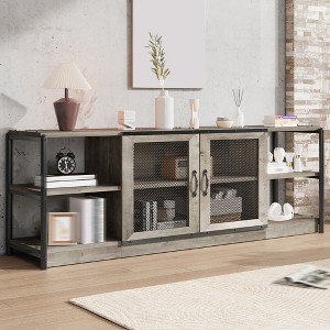 COZONY Farmhouse TV Stand with Storage Cabinets – Rustic Wood Entertainment Center & Media Console for Living Room - 1 of 4