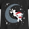 Girls' - Instant Message - Christmas Santa Cow Jumping Over Moon Fitted Short Sleeve Graphic T-Shirt - 2 of 4