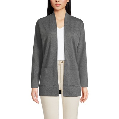 Lands' End Women's Cotton Half Milano Open Cardigan Sweater