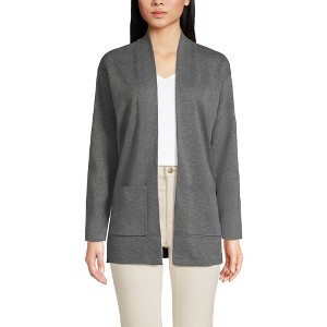 Lands' End Women's Cotton Half Milano Open Cardigan Sweater - 1 of 3