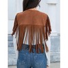 Coolmee Women's Casual Tassel Shawl Waistcoats Solid Sleeveless Fringe Shawl Open Front Cropped Boho Western Shawl Cardigan L Brown - 4 of 4