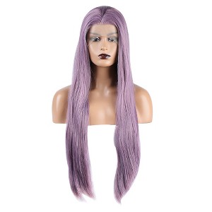 Unique Bargains Women's Long Straight Lace Front Wigs with Adjustable Wig Cap 24" 1 Pc - 1 of 4