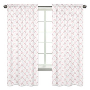 Sweet Jojo Designs Girl Window Curtain Panels Drapes 84in. Ballerina and Ballet Bows Pink and White - 1 of 4