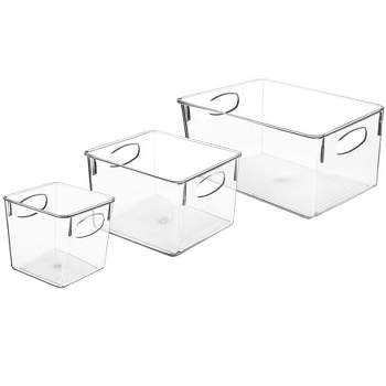 Sorbus 3 Piece Variety Pack Clear Acrylic Storage Bins - for Kitchen, Cabinet Organizer, Pantry & Refrigerator