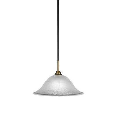Toltec Lighting Paramount 1 - Light Pendant in  Matte Black/Brass with 16" White Marble  Shade