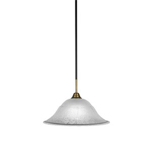 Toltec Lighting Paramount 1 - Light Pendant in  Matte Black/Brass with 16" White Marble  Shade - 1 of 1
