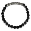 Chisel Stainless Steel Antiqued White Bronze-plated 8.5mm Black Agate 8.5mm Stretch Bracelet - 3 of 4