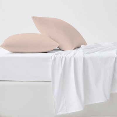 Blush Cotton Percale Standard Pillowcases, 400 Thread Count