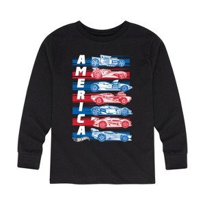 Boys' - Hot Wheels - America Red White and Blue Cars Long Sleeve Graphic T-Shirt - 1 of 4