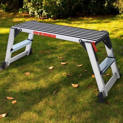 Alilang 49.20 inch Foldable Aluminum Work Platform with Non-Slip Surface-Silver