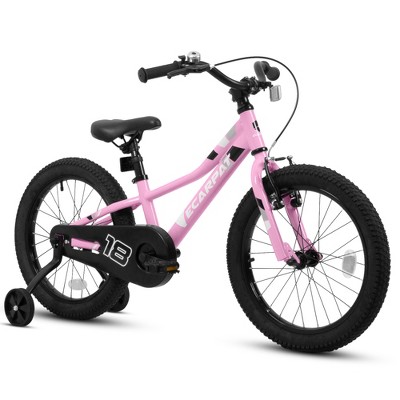 Cesicia Kids Bike With 18 Inch Wheels, Only 1-Speed, Removable Training Wheels, Front V Brake, Rear Holding Brake, for 3-5 Years Old