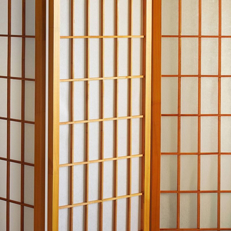 6 ft. Tall Window Pane Shoji Screen - Honey (3 Panels), 3 of 6