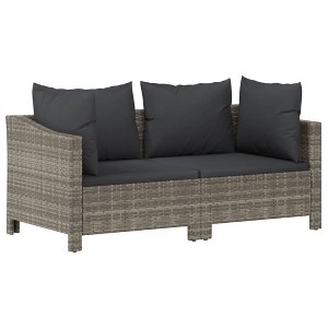 vidaXL Modern Patio Lounge Set, 2 Piece, Durable Poly Rattan Material, Comfort Seat with Cushions, Lightweight and Easy to Assemble - Gray - 1 of 4
