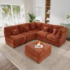 TiramisuBest 123" Modular Sectional Couch, U-Shaped Deep Seat Sofa with Chaise & Bed, Orange Corduroy 6-Seater - 4 of 4