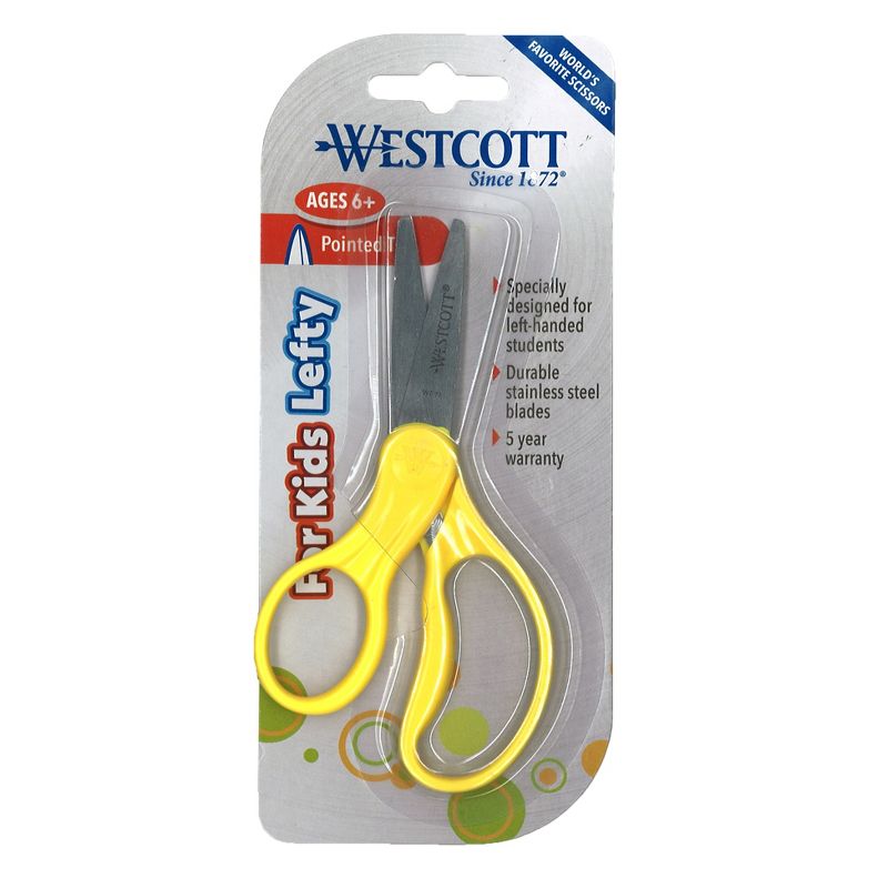 Westcott® School Left-Handed Kids Scissors, Assorted Colors, 5" Pointed, Pack of 6, 2 of 3