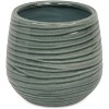 Cheung's Fairloam Round Curved Wave Lined Pattern Ceramic Pot- Large - Green - 3 of 3