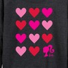 Women's - Barbie - Heart Grid Lightweight French Terry Wide Neck Long Sleeve Shirt - 2 of 4