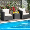 Tangkula 3PCS Rattan Patio Conversation Furniture Set Outdoor Sofa Set w/ Cushions - 3 of 4
