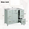 36" Bathroom Vanity with Ceramic Sink, Soft-Close Doors, Drawers, Modern Storage Cabinet with Adjustable Shelf, Green - ModernLuxe - 3 of 4