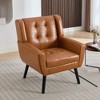 Ridstar Upholstered Modern Soft Lounge Chair & Accent Chair With Arm Support And Solid Leg-Light Brown - 3 of 4