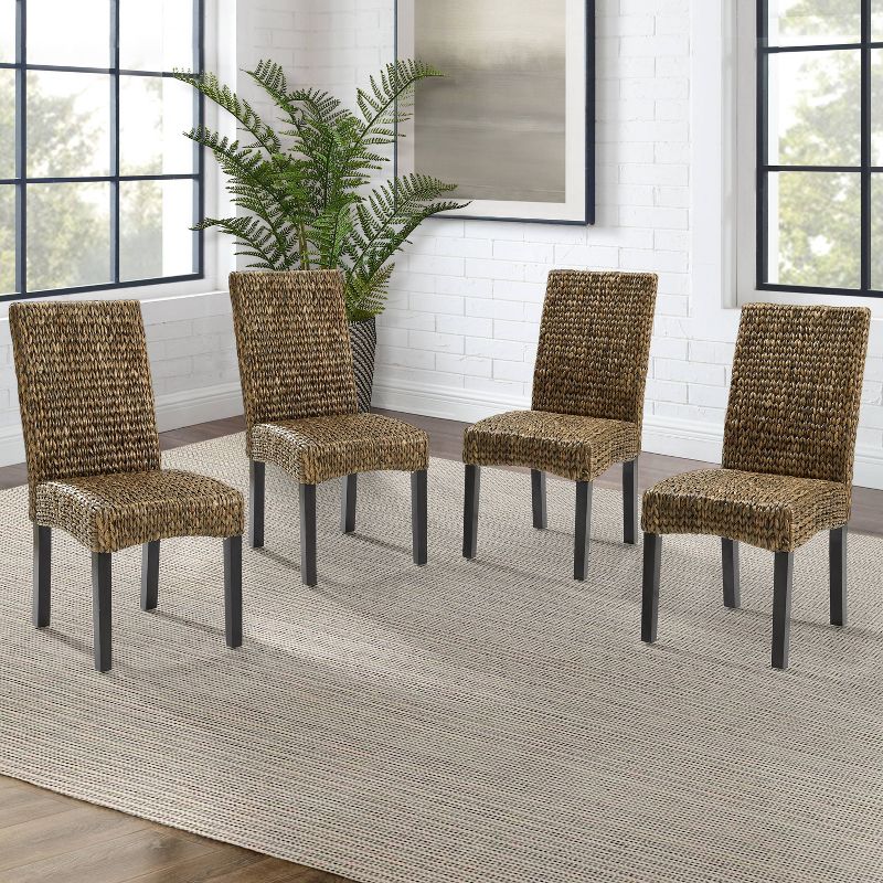 Set of 4 Edgewater Dining Chairs Seagrass/Dark Brown - Crosley, 4 of 12